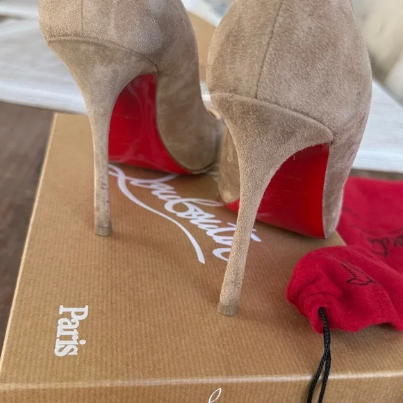 Christian Louboutin Beige Suede Heels